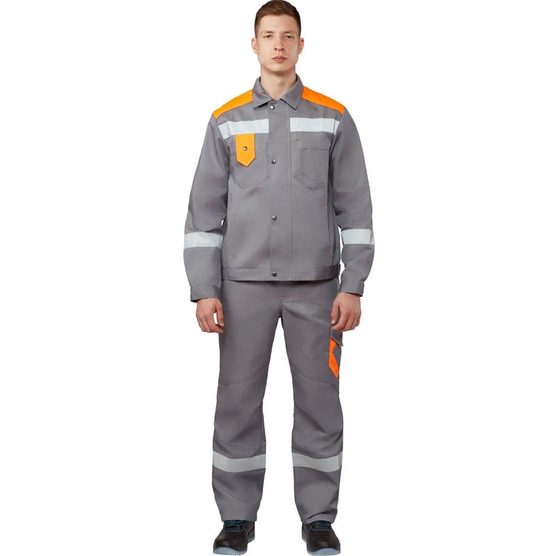 Изображение товара Костюм рабочий летний мужской л21-КБР серый/оранжевый размер 64-66