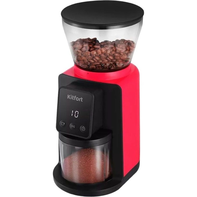 Изображение товара Кофемолка Kitfort КТ-7208-1 красная с жерновым механизмом