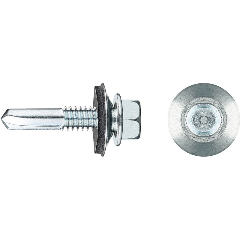 Изображение товара Саморезы по металлу с шестигранной головкой Zitar 5.5х25 мм с прессшайбой и сверлом 50 шт