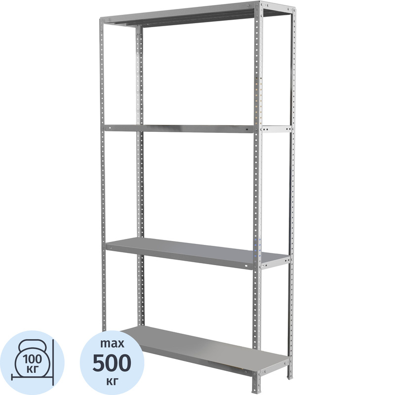 Изображение товара Металлический стеллаж Практик MS 4 полки регулируемые 1000x600x1850 мм