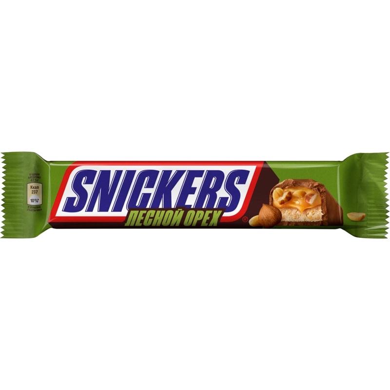 Изображение товара Шоколадный батончик Snickers лесной орех 81 г с арахисом и карамелью