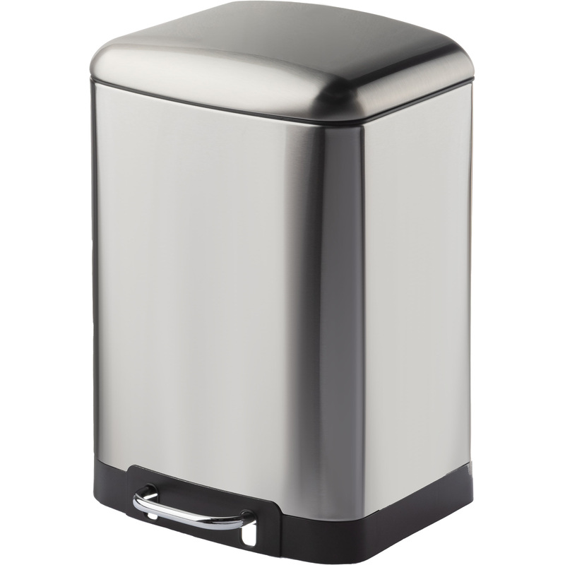 Изображение товара Ведро мусорное Luscan 12л из нержавеющей стали с педалью и крышкой серебристое