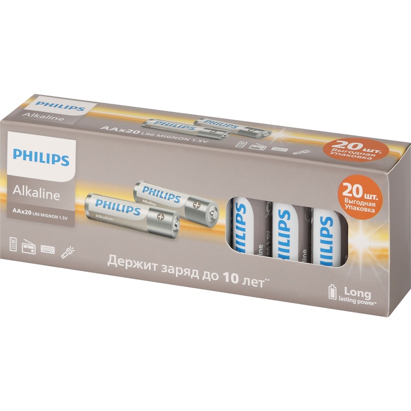 Изображение товара Батарейка AA пальчиковая Philips Entry (20 штук в упаковке)