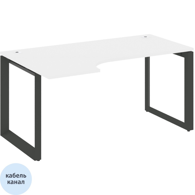 Изображение товара Стол эргономичный ONIX-О левый белый бриллиант/антрацит, 1580х980х750 мм