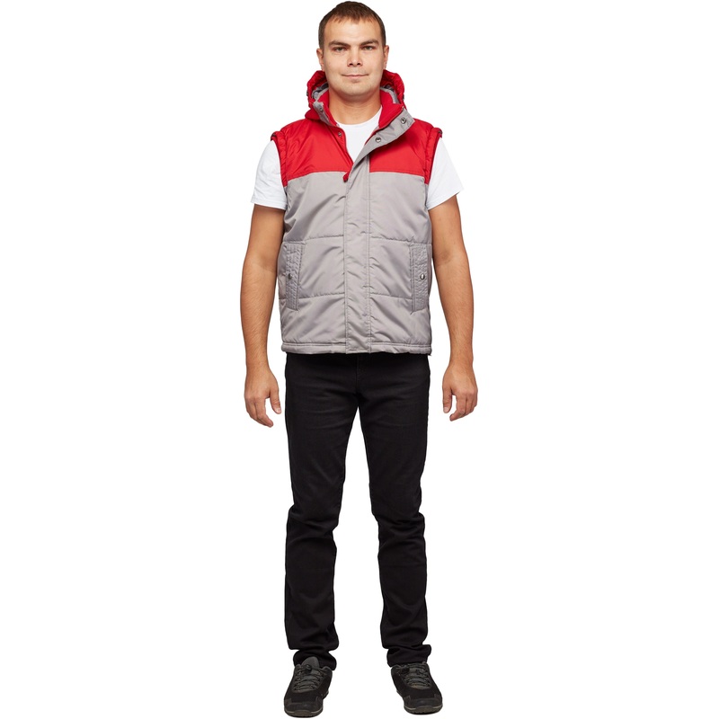 Изображение товара Жилет рабочий утепленный мужской серый/красный размер 50