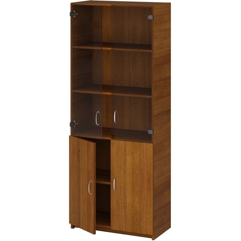 Изображение товара Шкаф для документов Бюджет 2553 со стеклом (французский орех, 716х349х1810 мм)