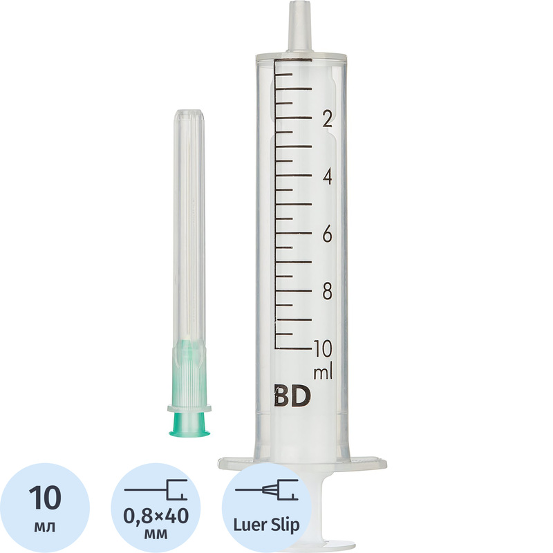 Изображение товара Двухкомпонентный шприц Discardit 10 мл 21G стерилизуемый Испания