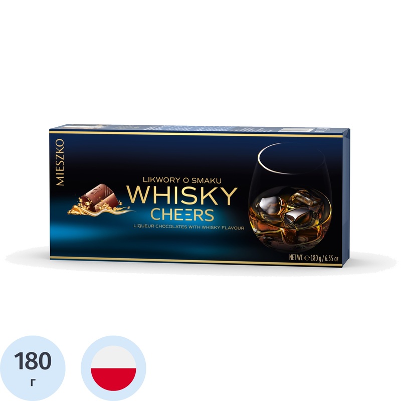 Изображение товара Конфеты Mieszko Likwory Whisky ликерные со вкусом виски 180 г (12 штук в упаковке)