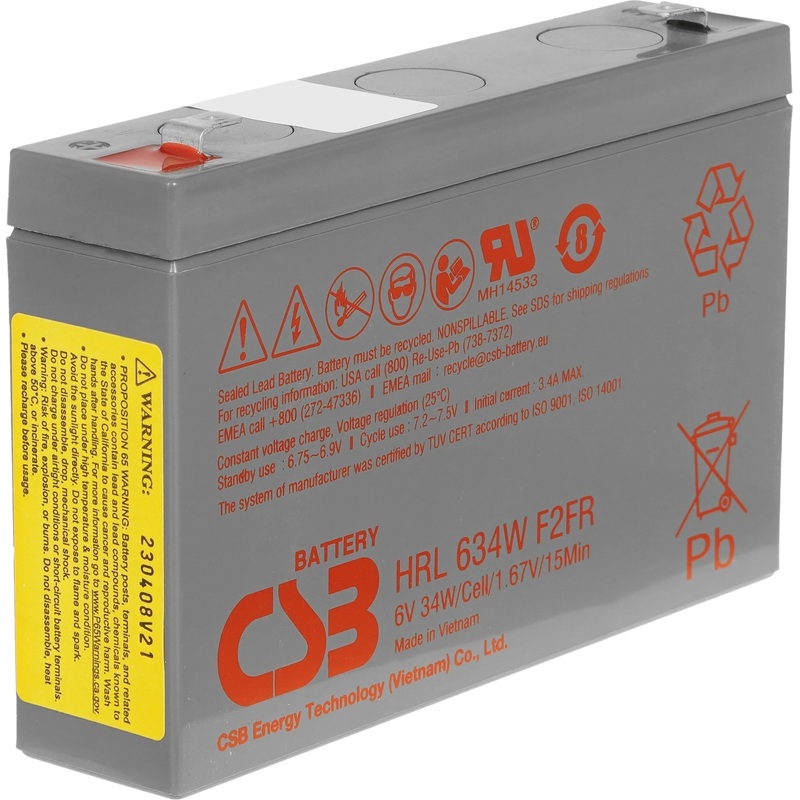 Изображение товара Батарея для ИБП CSB HRL634W F2 FR 6 В 9 А·ч Изображение товара Батарея для ИБП CSB HRL634W F2 FR 6 В 9 А·ч