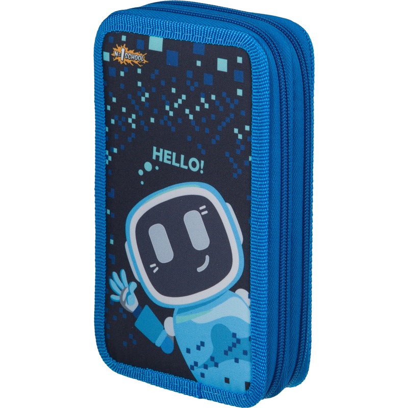 Изображение товара Пенал двухсекционный Комус Класс Robot Hello синий для мальчиков