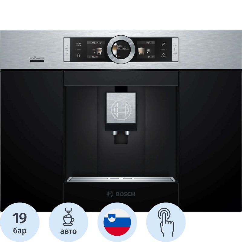 Изображение товара Кофемашина Bosch CTL636ES6 черная с сенсорным управлением и встроенной кофемолкой