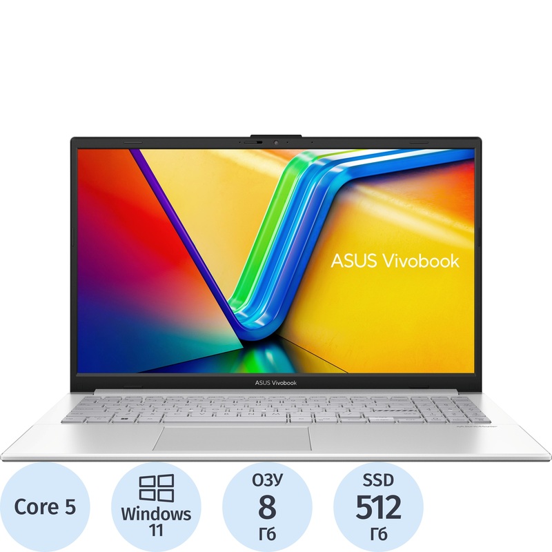 Изображение товара Ноутбук Asus Vivobook F1504VA-BQ250 15.6" серебристый Intel Core 5 120U/8 ГБ/SSD 512 ГБ (90NB13Y1-M01FT0)