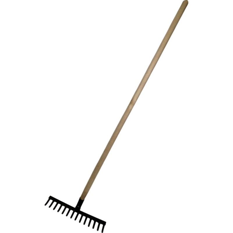 Изображение товара Грабли прямые с черенком 14 зубьев 36 см для сада и почвы