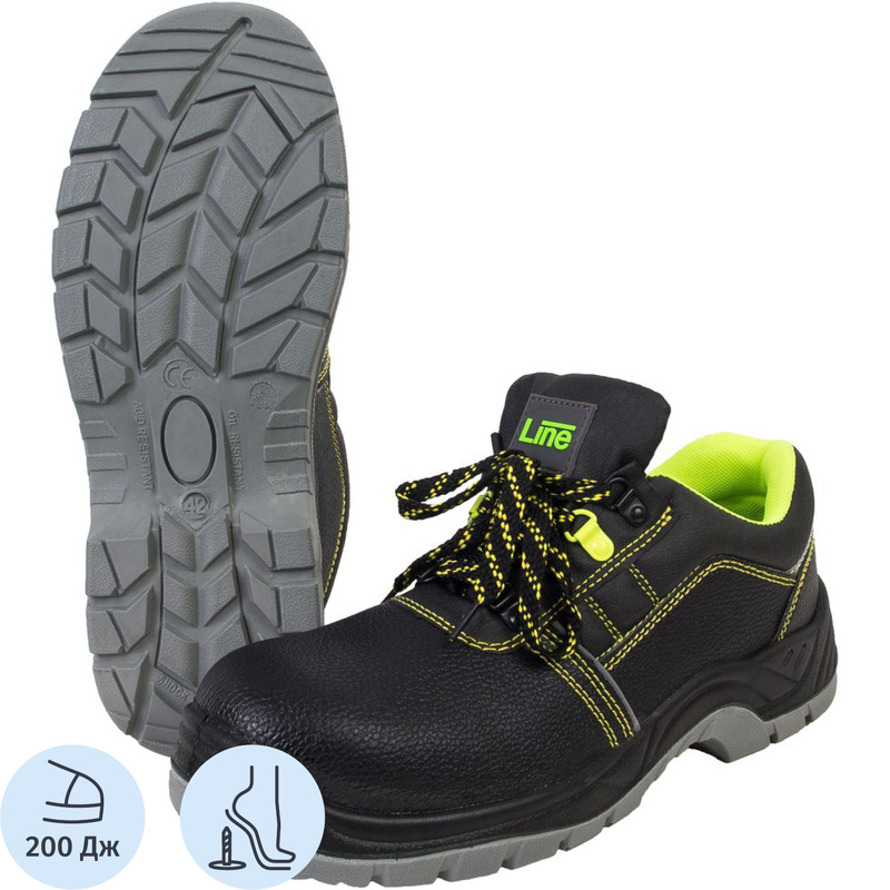 Изображение товара Полуботинки рабочие летние Line ПУ-ТПУ из микрофибры с металлическим подноском чёрные размер 48