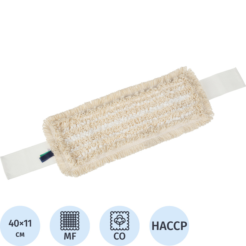 Изображение товара Насадка МОП для швабры-флаундера плоской Luscan Дуэт 40x11 см микрофибра хлопок белая бежевая