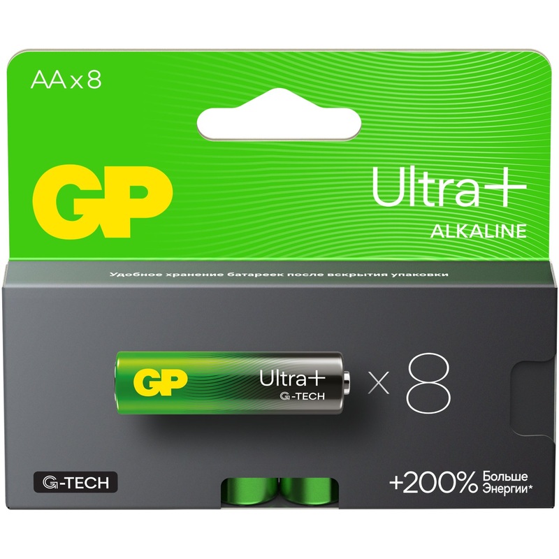 Изображение товара Батарейка AA пальчиковая GP Ultra+ Alkaline 8 штук в упаковке