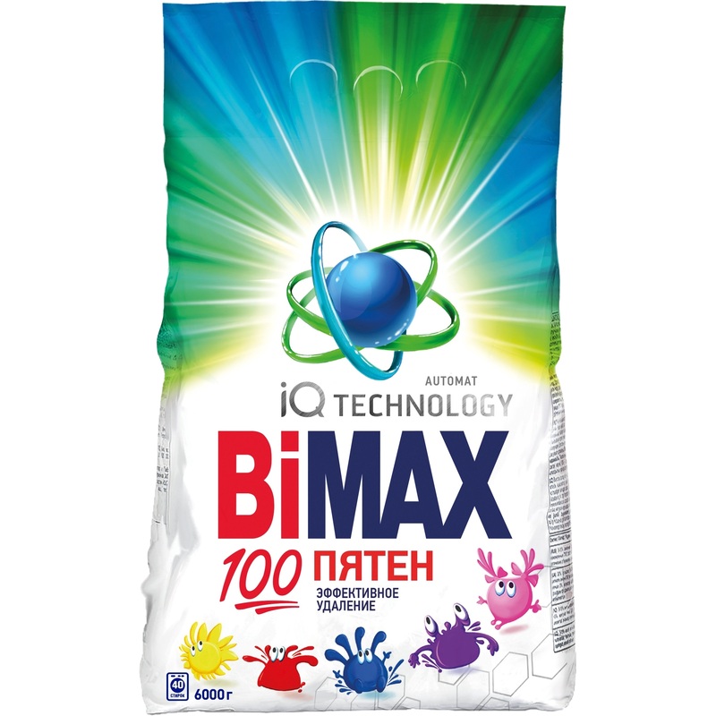Изображение товара Порошок стиральный BiMax 100 пятен 6 кг для белого и цветного белья
