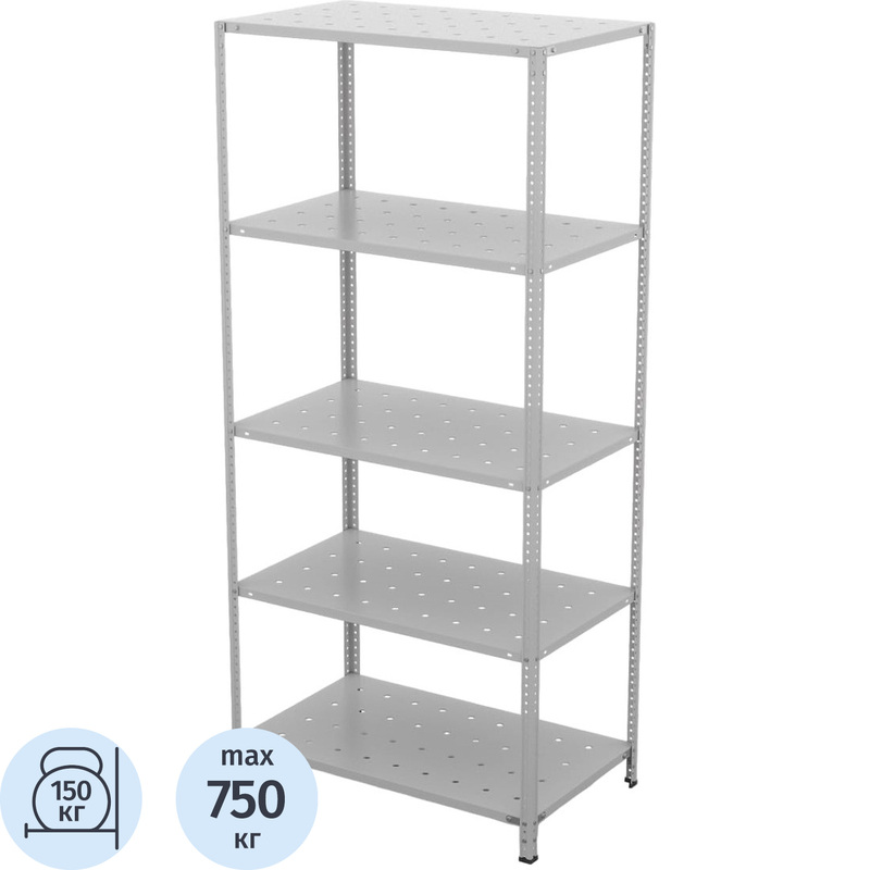 Изображение товара Стеллаж металлический ГТС Лайт (5 полок, 1000х500х2200 мм)