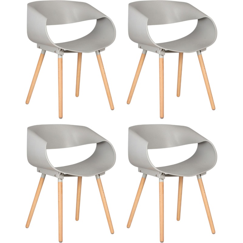 Изображение товара Стул обеденный DOBRIN ALIEN серый/светлый бук (полипропилен, 4 штуки в упаковке)