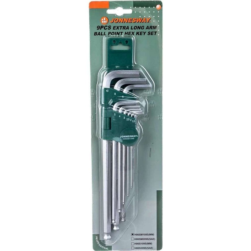 Изображение товара Набор ключей шестигранных (имбусовых) Jonnesway Extra long H05SM109SL 1.5-10 мм с шаром 9 штук (H06SM109S)