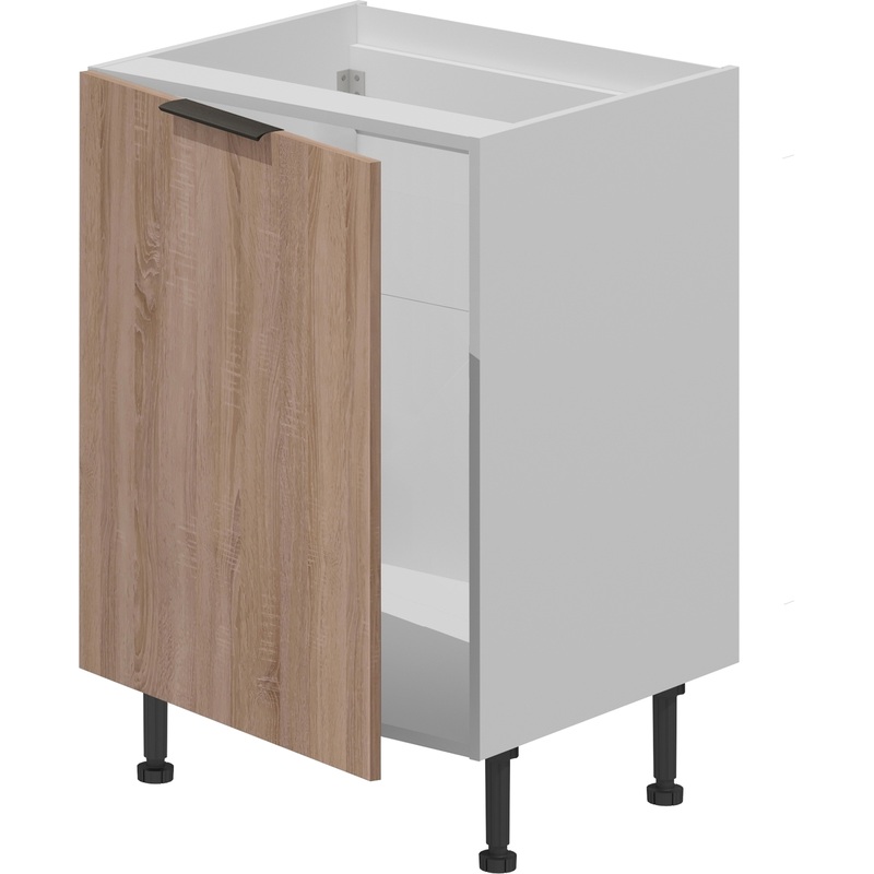 Изображение товара Шкаф кухонный база под мойку VOK BM1D_72_60 (дуб сонома/белый шагрень, 600х530х870 мм)