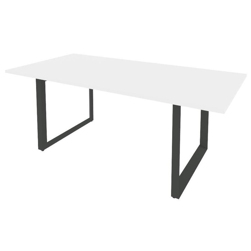 Изображение товара Стол для переговоров Onix Direct O.MO-PRG-19 на металлокаркасе (белый бриллиант/антрацит, 1980х980х750 мм)