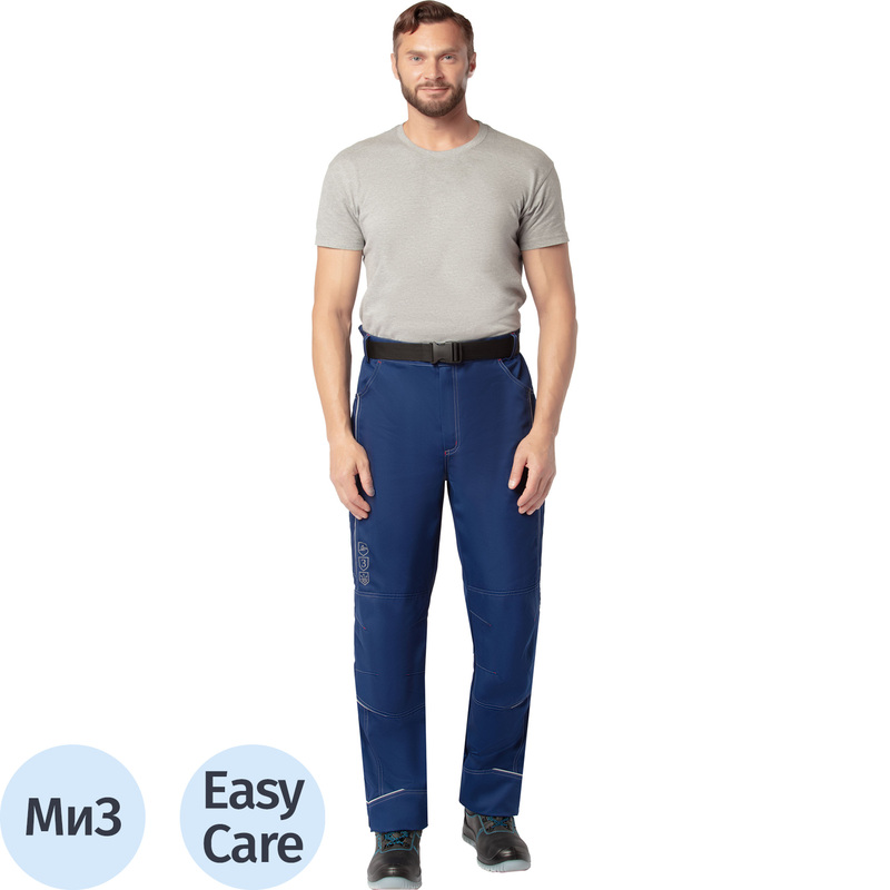 Изображение товара Рабочие летние мужские брюки л51-БР со светоотражающим кантом синие 48-50