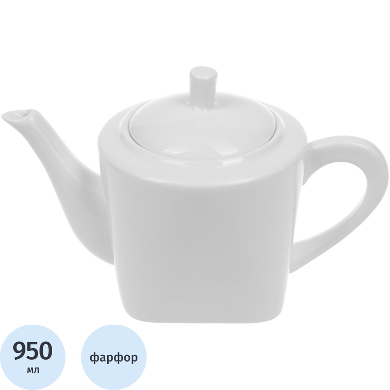 Изображение товара Заварочный фарфоровый чайник Sam&Squito Quadro 950 мл для чая и кофе