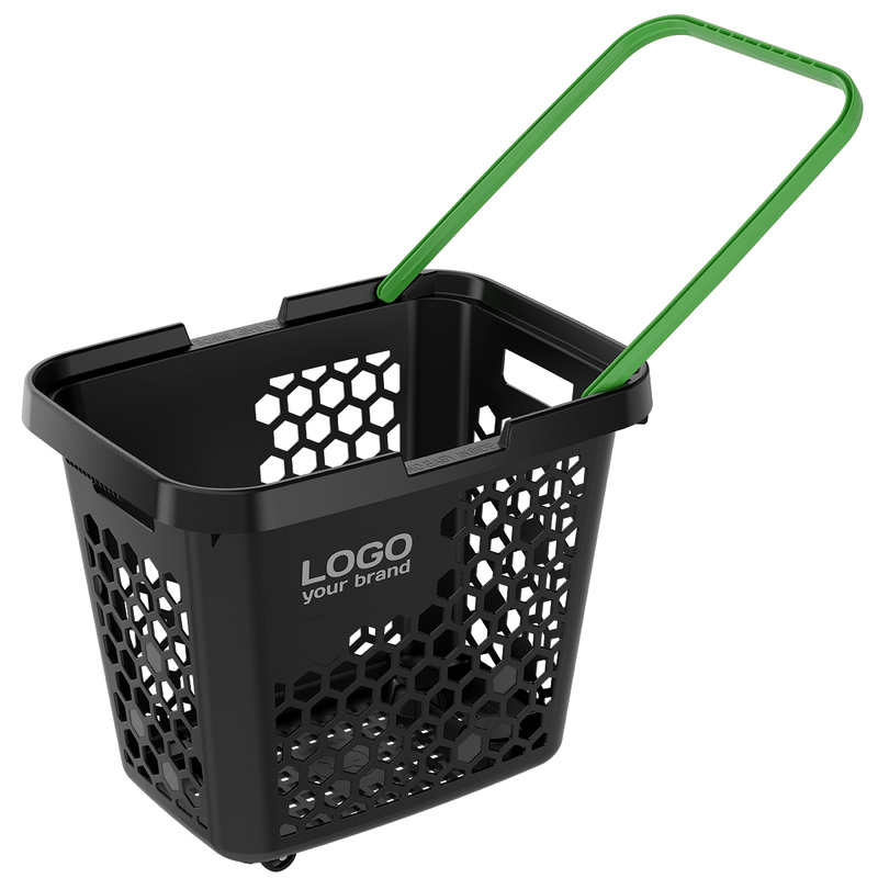 Изображение товара Корзина-тележка Techno XL из пластика зеленого и черного цвета