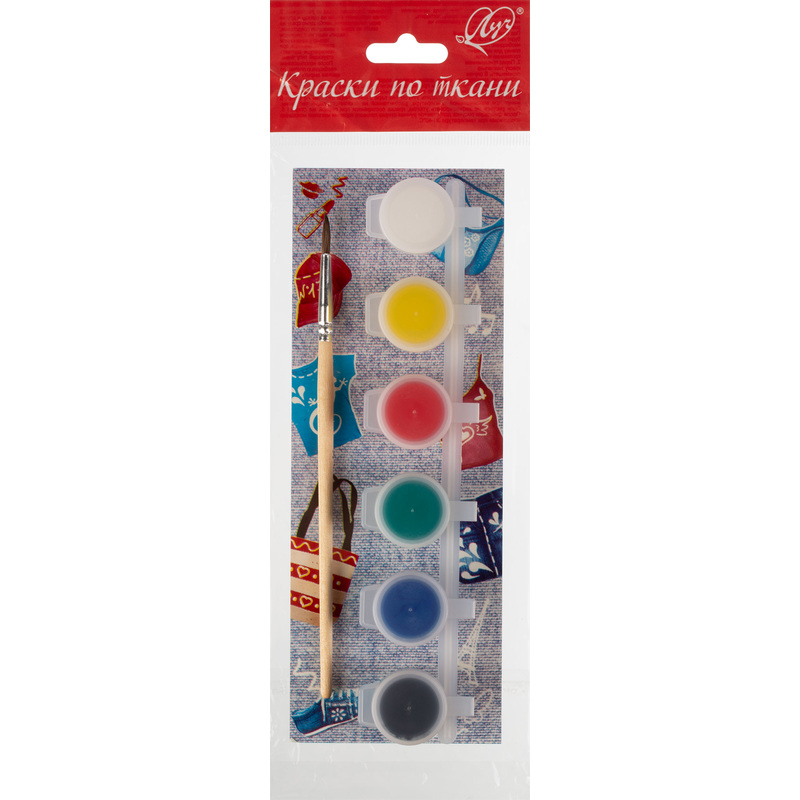 Изображение товара Краски по ткани Луч набор 6 цветов акриловые для росписи