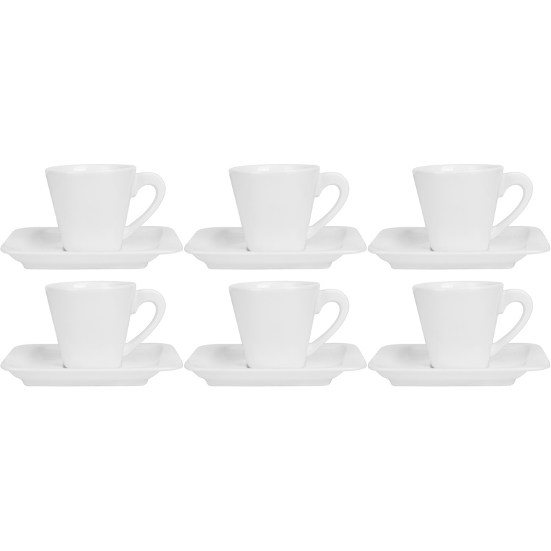 Изображение товара Фарфоровая кофейная пара SamSquito Quadro 6 штук 80 мл универсальный сервиз