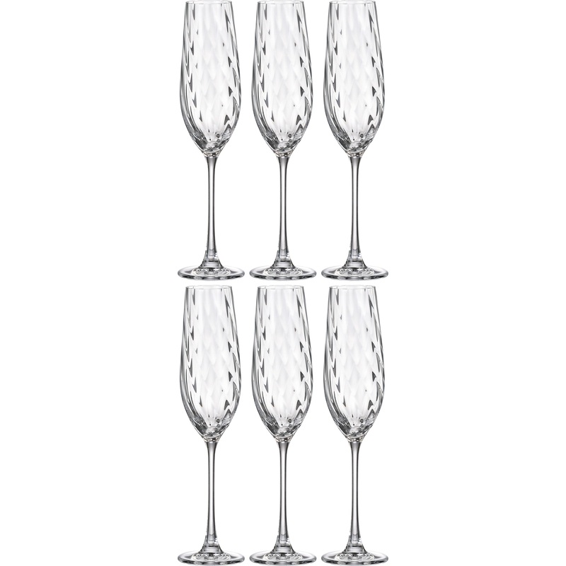 Изображение товара Набор бокалов для шампанского Crystal Bohemia Cora Optic 260 мл (6 шт.)