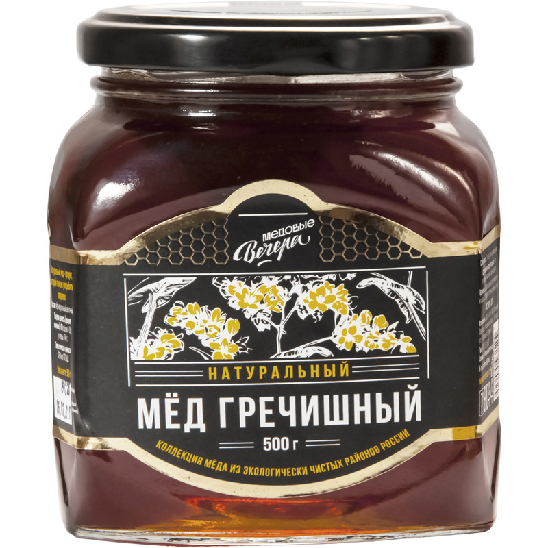 Изображение товара Мед Медовые Вечера Гречишный 500 г - Натуральный продукт
