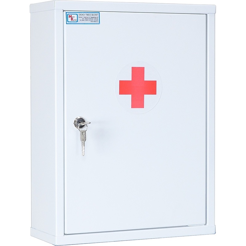 Изображение товара Металлическая аптечка АУ-1 без наполнения 300x120x400 мм с замком и полкой