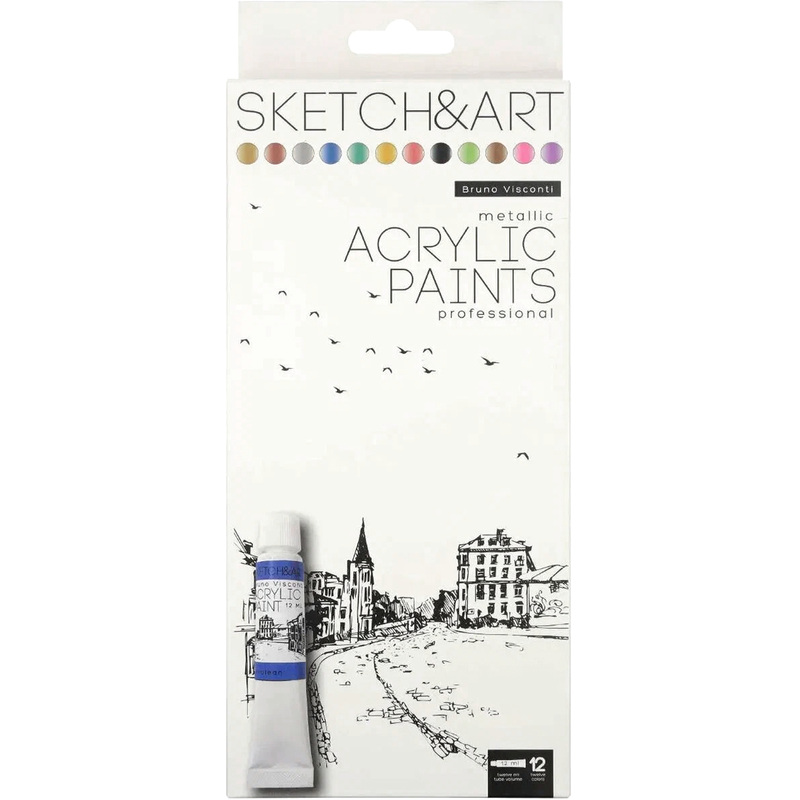 Изображение товара Краски акриловые Sketch&Art набор 12 цветов по 12 мл в тубах