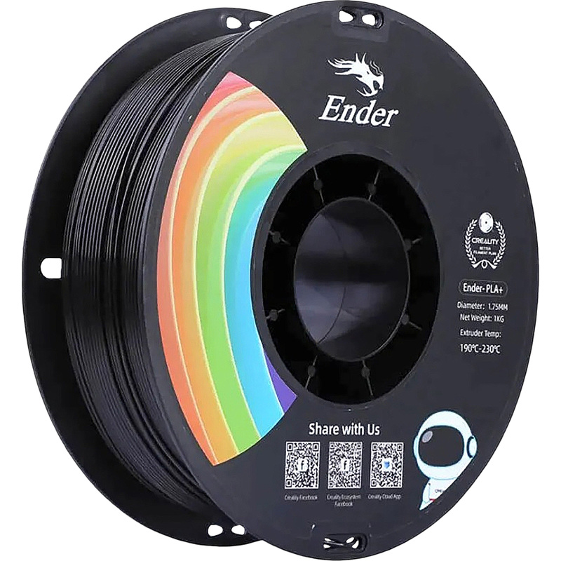 Изображение товара Пластик EN-PLA+ для 3D-принтера Creality3D 1.75 мм 1 кг черный матовый