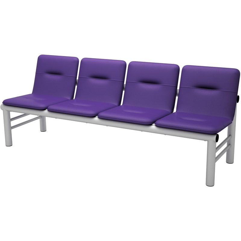 Изображение товара Многоместная секция Троя СМ 105UN-04 фиолетовая/алюминий муар (4 места, искусственная кожа/металл)