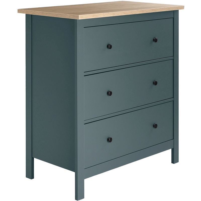 Изображение товара Комод Сага ясень тёмно-бирюзовый 920х510х1007 мм 3 ящика стиль Прованс