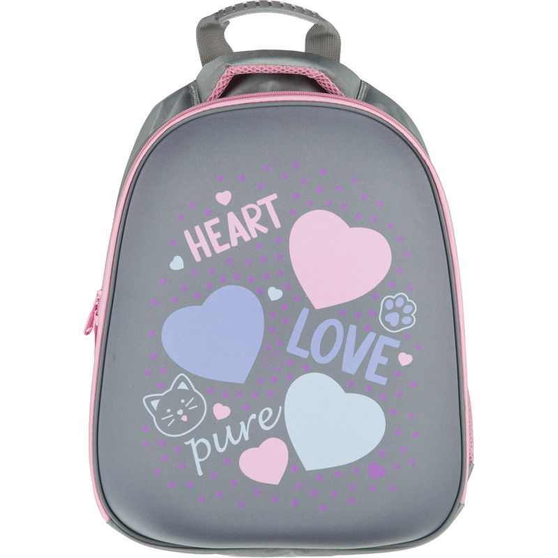 Изображение товара Ранец Комус Класс №1 School Easy Heart анатомический серый для девочек