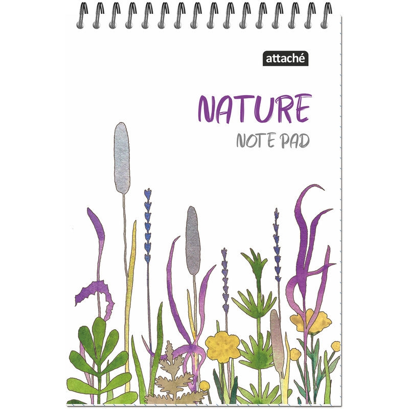 Изображение товара Блокнот Attache Nature White flowers А5 60 листов разноцветный в клетку на спирали ВД-лак (146x204 мм)