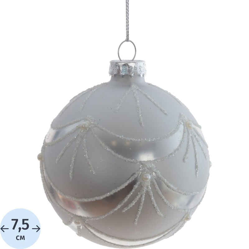 Изображение товара Ёлочный шар новогодний серебристый стеклянный 7.5 см праздничное украшение