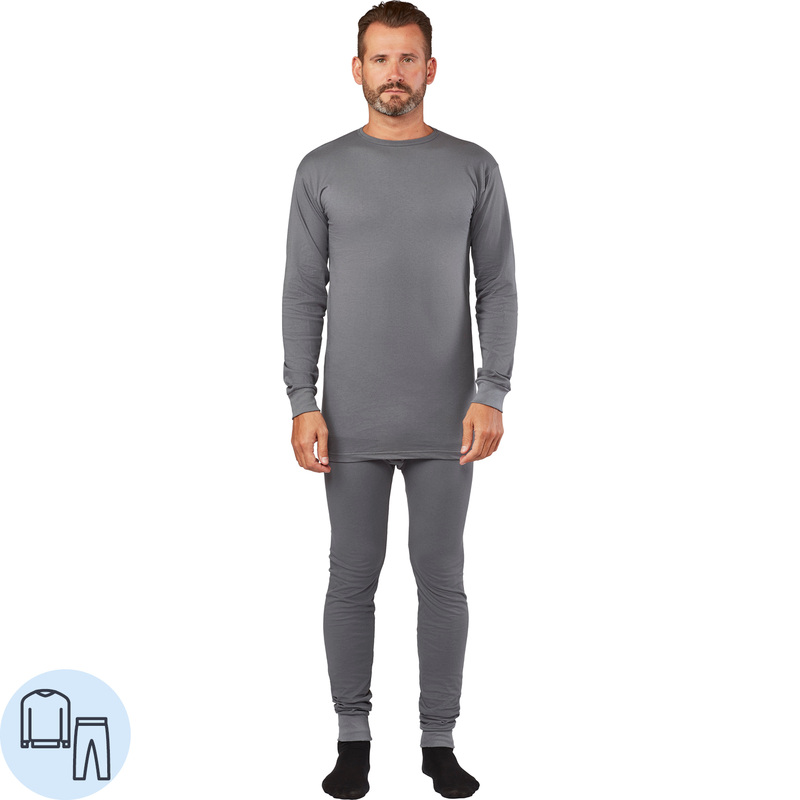 Изображение товара Мужское летнее нательное белье из хлопка, комплект футболка и кальсоны, серый, размер 52-54