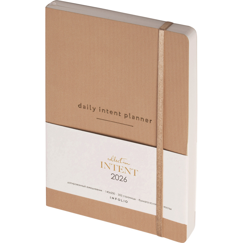 Изображение товара Ежедневник датированный 2026 год InFolio Intent искусственная кожа А5 бежевый 176 листов