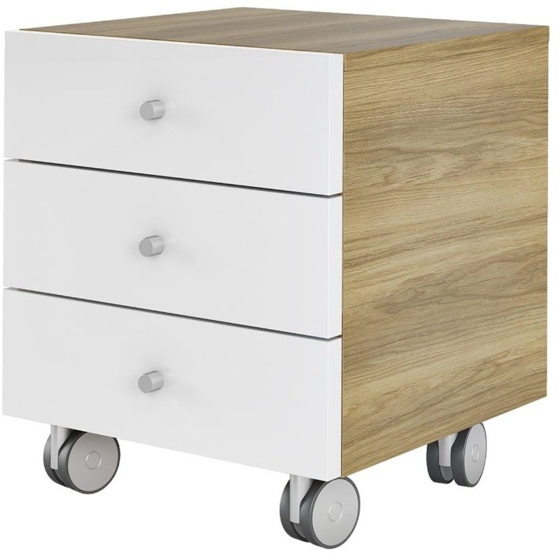 Изображение товара Тумба подкатная KYUM45 дуб честерфилд белый глянец 450x550x600 мм 3 ящика