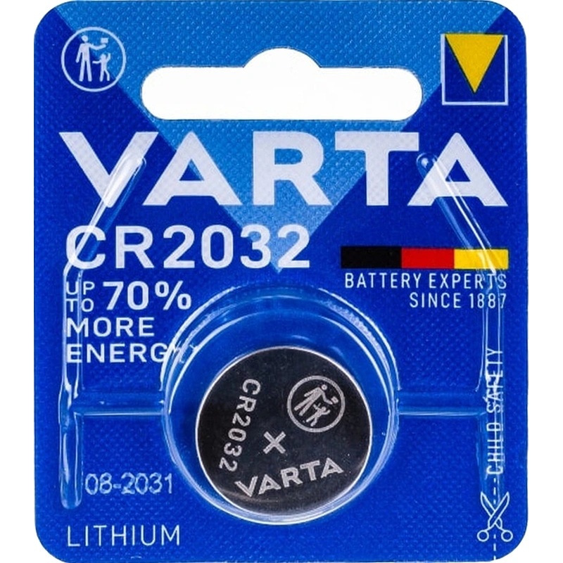 Изображение товара Батарейка CR2032 Varta Electronics BL1 - литиевая батарейка для часов брелков и устройств
