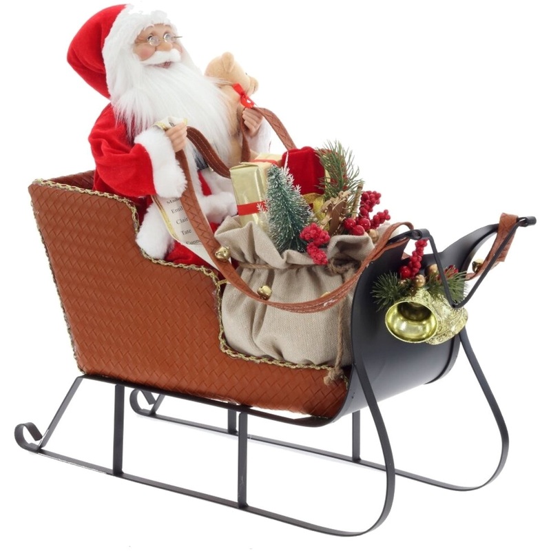Изображение товара Мягкая игрушка Дед Мороз на санях высотой 48 см новогодняя праздничная украшение