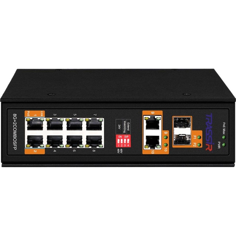 Изображение товара Коммутатор TRASSIR TR-NS15122S-300-8POE с поддержкой PoE
