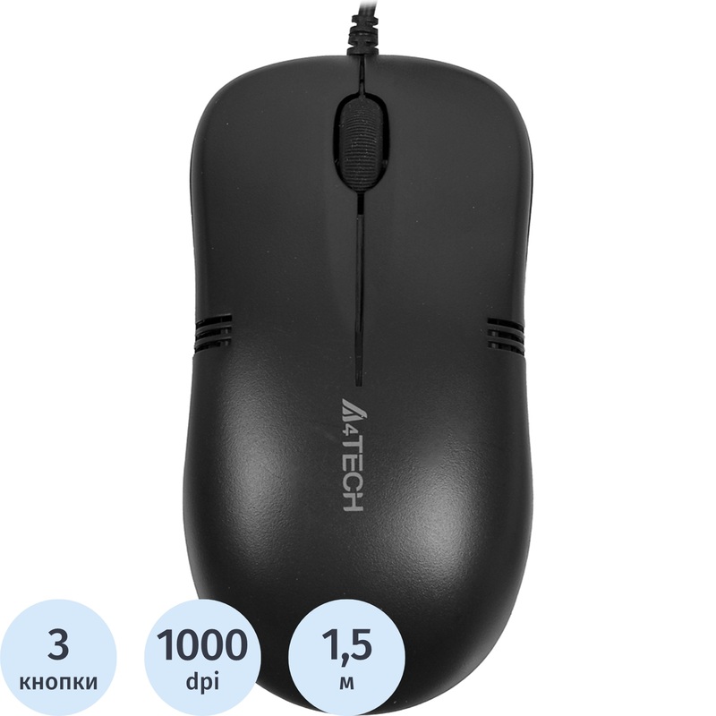Изображение товара Проводная мышь A4Tech OP-560NU черная с USB интерфейсом