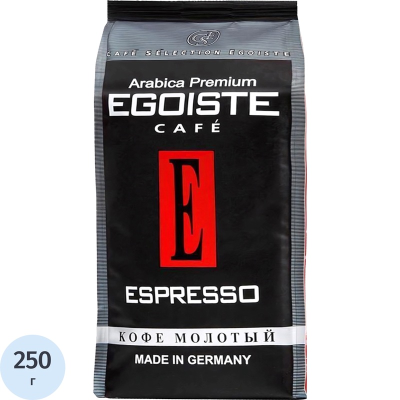 Изображение товара Кофе молотый Egoiste Espresso 250 г (пакет)
