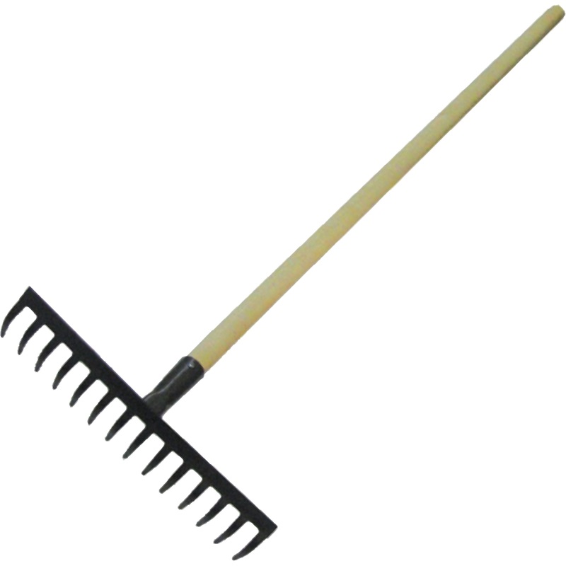 Изображение товара Грабли прямые Рустрейд с 14 зубьями и деревянным черенком, 40 см
